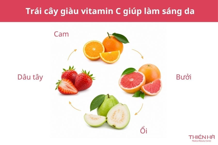 Trái cây giàu vitamin C giúp làm sáng da, hỗ trợ giảm nám hiệu quả