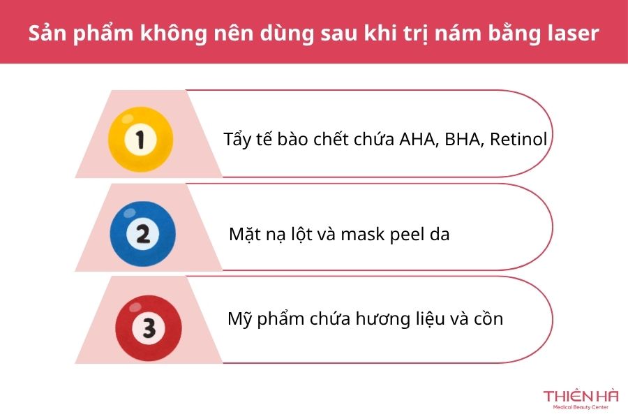 Sản phẩm không nên dùng sau khi trị nám bằng laser