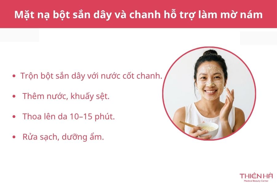 Mặt nạ bột sắn dây và chanh hỗ trợ làm mờ nám, sáng da