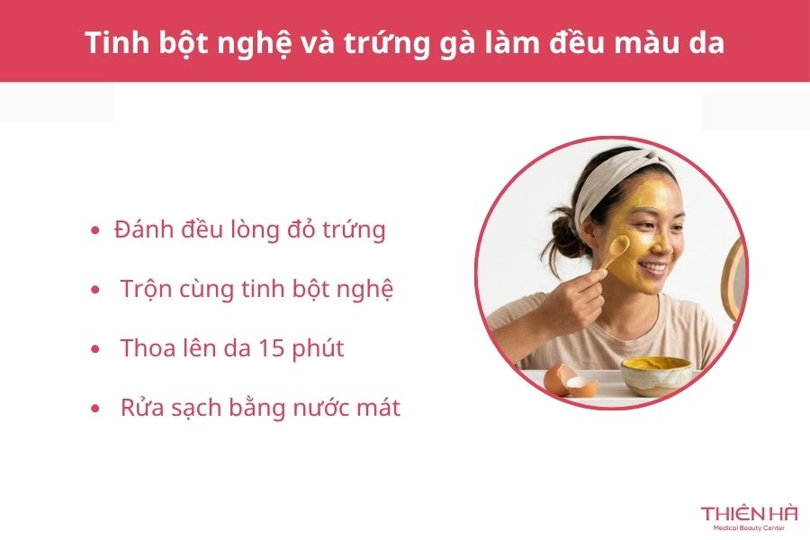 Cách đắp mặt nạ tinh bột nghệ trị nám hiệu quả tại nhà 5 Cách sử dụng tinh bột nghệ và trứng gà hỗ trợ làm đều màu da