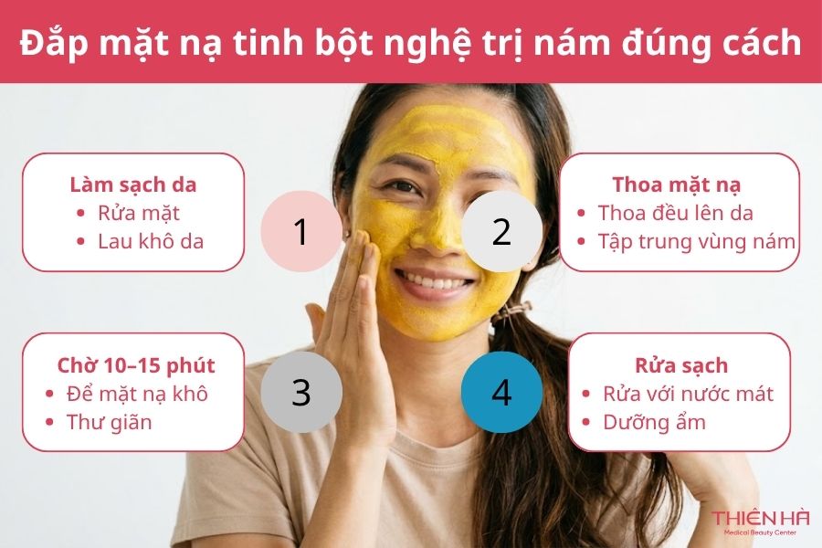 Cách đắp mặt nạ tinh bột nghệ trị nám hiệu quả tại nhà 8 Cách đắp mặt nạ tinh bột nghệ trị nám đúng chuẩn để đạt hiệu quả cao