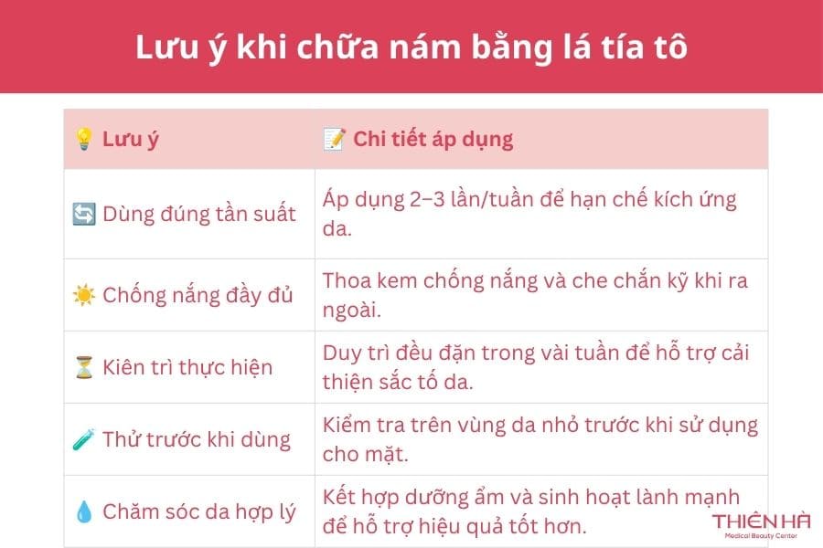 Cách trị nám bằng lá tía tô: 7 công thức dễ làm tại nhà 8 Lưu ý khi chữa nám da bằng lá tía tô