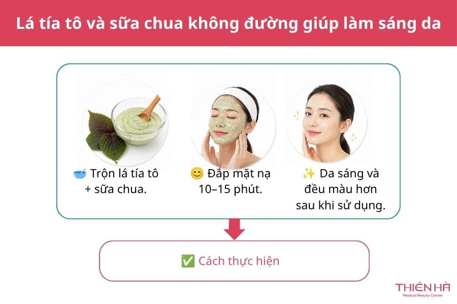 Cách trị nám bằng lá tía tô: 7 công thức dễ làm tại nhà 6 Lá tía tô và sữa chua không đường giúp làm sáng da