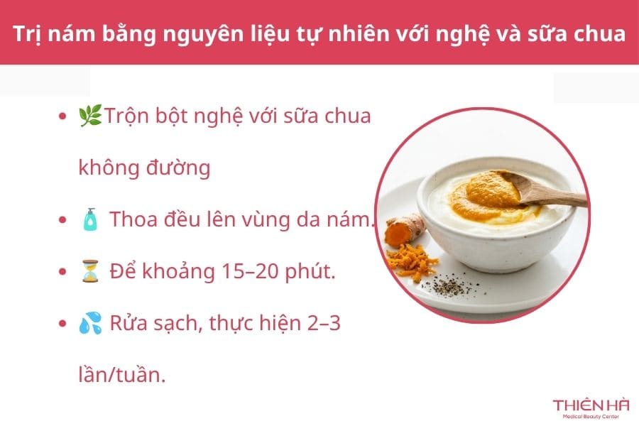 Cách trị nám mặt bằng tự nhiên với nghệ và sữa chua/mật ong