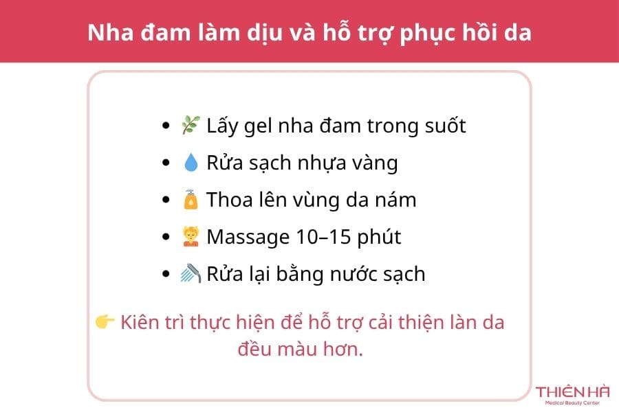 Top 5 cách trị nám gò má tại nhà hiệu quả dễ thực hiện 3 Nha đam làm dịu và hỗ trợ phục hồi da