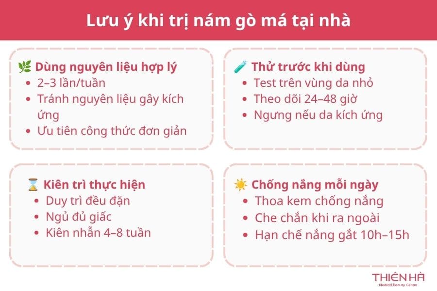 Top 5 cách trị nám gò má tại nhà hiệu quả dễ thực hiện 7 Lưu ý khi trị nám gò má tại nhà