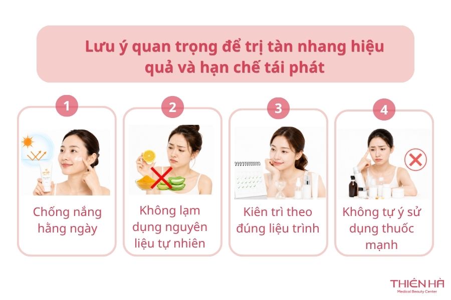Lưu ý quan trọng để trị tàn nhang hiệu quả và hạn chế tái phát