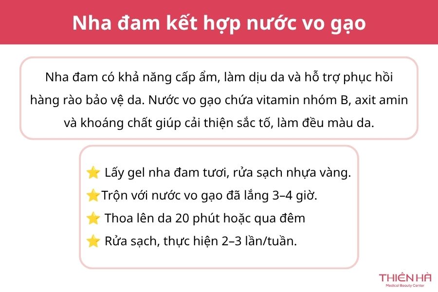 Nha đam kết hợp nước vo gạo