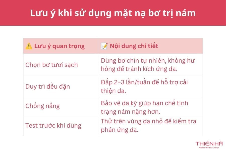 Mặt nạ bơ trị nám: 7 công thức đơn giản và lưu ý quan trọng 8 Khi sử dụng mặt nạ bơ trị nám cần lưu ý điều gì ?