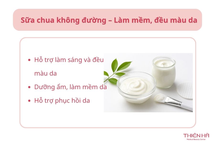 Sữa chua không đường – Làm mềm và hỗ trợ đều màu da