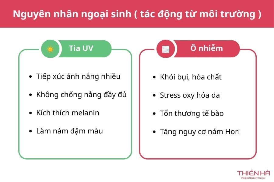 Nám Hori là gì? Giải pháp điều trị nám Hori an toàn, hiệu quả 4 Nguyên nhân ngoại sinh