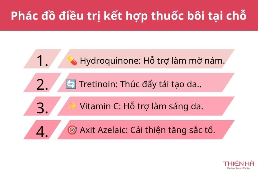 Nám Hori là gì? Giải pháp điều trị nám Hori an toàn, hiệu quả 7 Phác đồ điều trị bôi tại chỗ