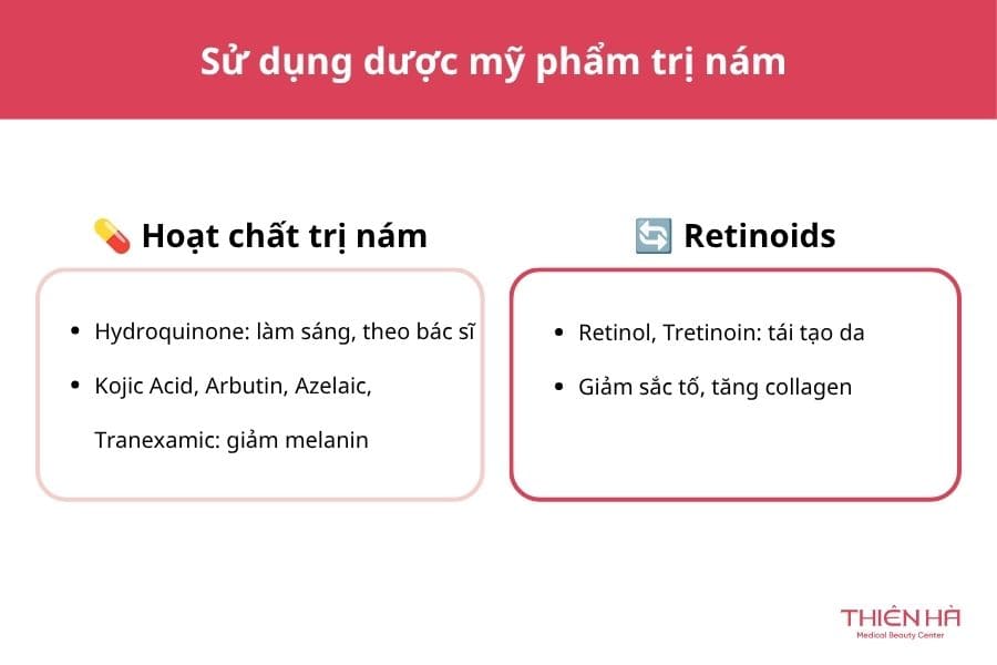 Nám nội tiết là gì? Dấu hiệu và cách điều trị hiệu quả 5 Sử dụng dược mỹ phẩm trị nám