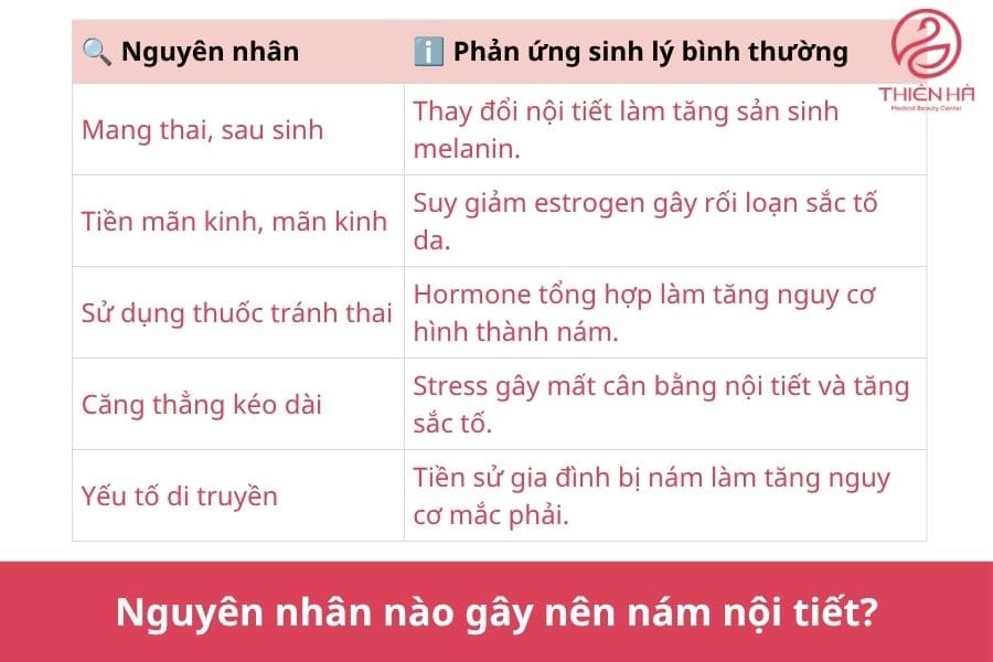 Nám nội tiết là gì? Dấu hiệu và cách điều trị hiệu quả 3 Nguyên nhân nào gây nên nám nội tiết ?