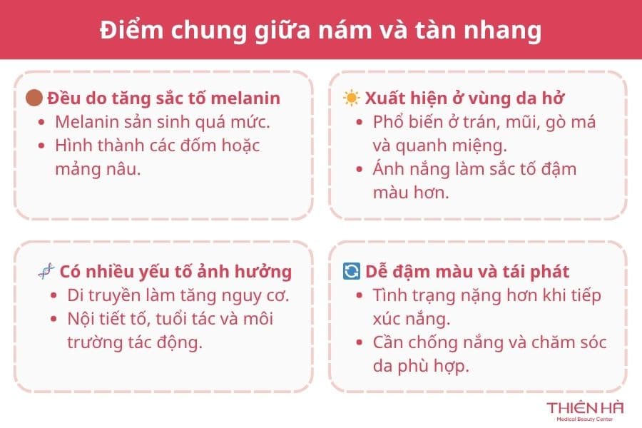Phân biệt nám và tàn nhang: Điểm giống và khác nhau thế nào? 2 Điểm chung giữa nám và tàn nhang