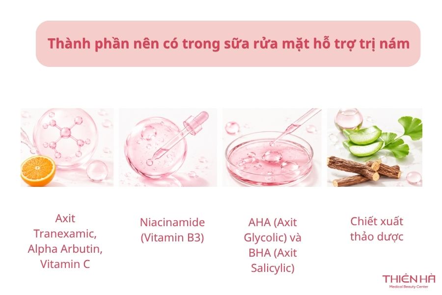 Thành phần nên có trong sữa rửa mặt hỗ trợ trị nám