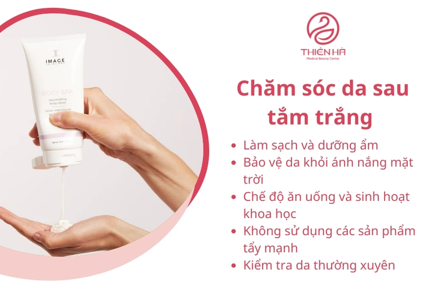 Tắm trắng: Tất tần tật những điều bạn cần biết 5 Chăm sóc da sau tắm trắng không chỉ bảo vệ thành quả của liệu trình mà còn là chìa khóa để duy trì làn da sáng khỏe lâu dài. Thực hiện đúng cách và đều đặn, bạn sẽ tự tin hơn với làn da mịn màng, rạng rỡ.