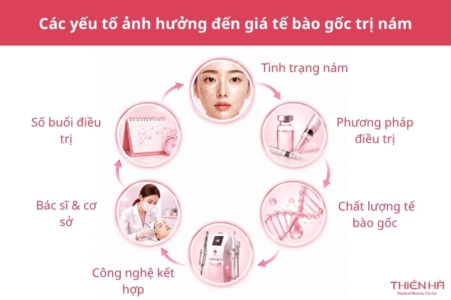 Tế bào gốc trị nám là gì? Hiệu quả và chi phí thực tế 7 Các yếu tố ảnh hưởng đến giá tế bào gốc trị nám