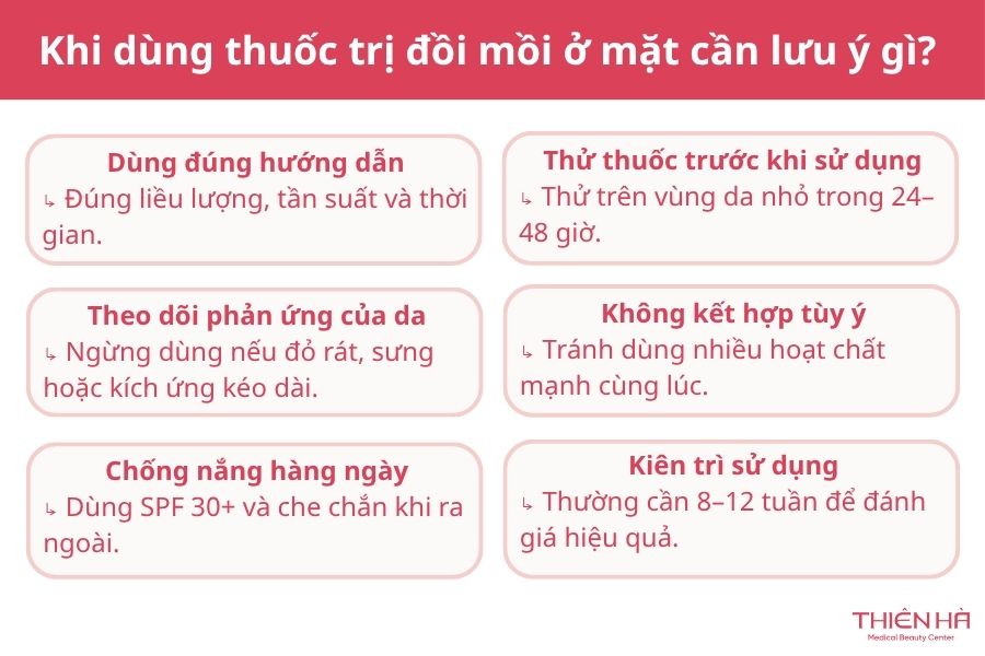Khi dùng thuốc trị đồi mồi ở mặt cần lưu ý gì? 