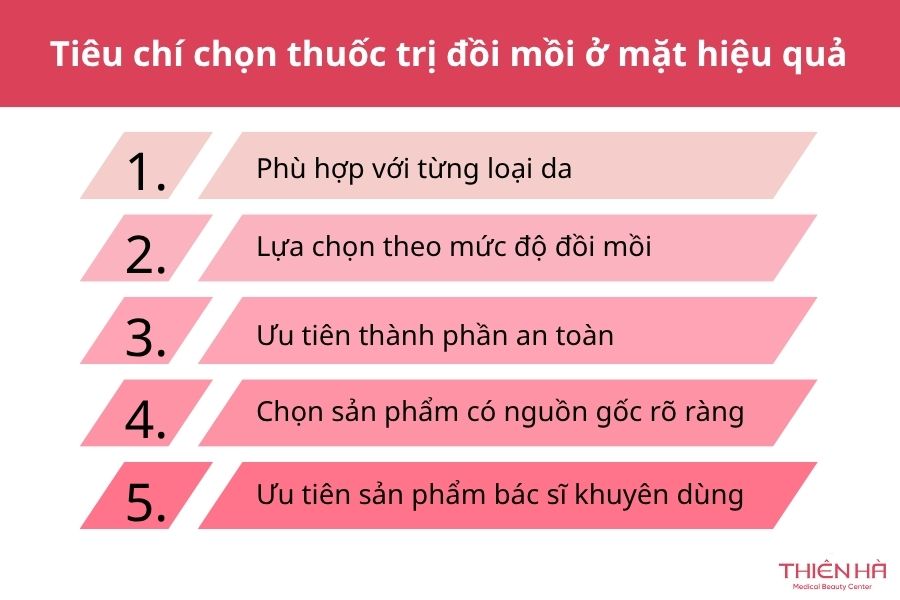 Tiêu chí chọn thuốc trị đồi mồi ở mặt hiệu quả