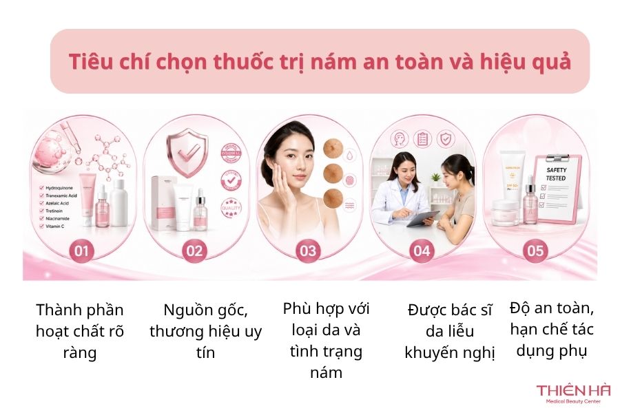 Tiêu chí chọn thuốc trị nám an toàn và hiệu quả
