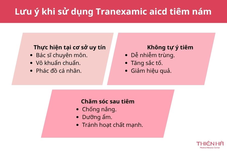 Tranexamic Acid tiêm nám: Hiệu quả, liều lượng và lưu ý 6 Lưu ý quan trọng khi sử dụng Tranexamic Acid trong tiêm nám