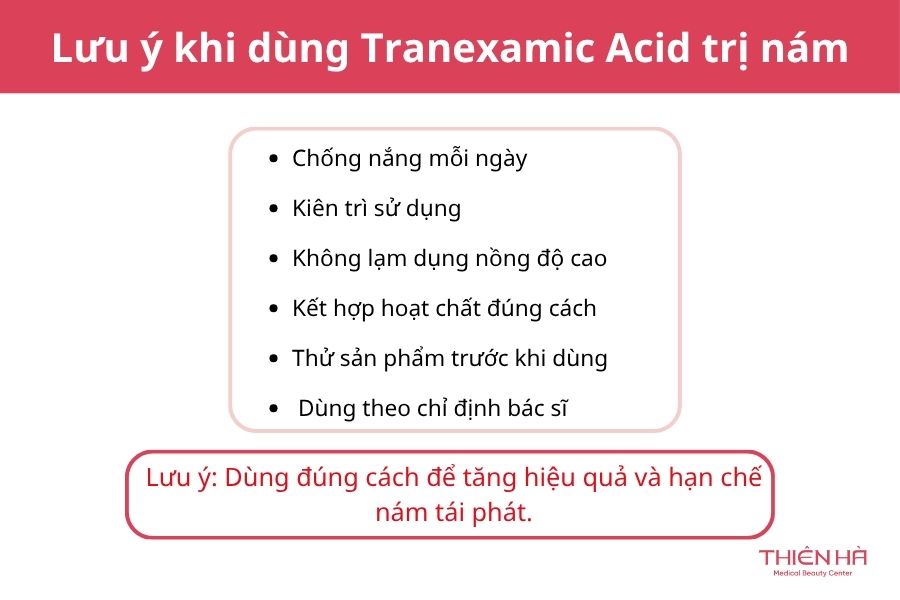 Lưu ý quan trọng khi dùng Tranexamic Acid trị nám