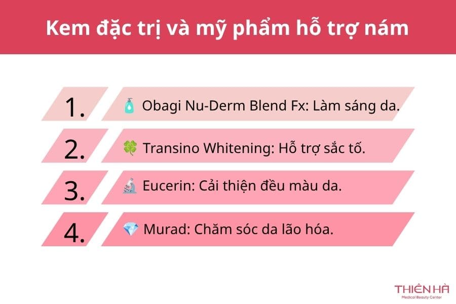 Sử dụng kem đặc trị và mỹ phẩm hỗ trợ nám 