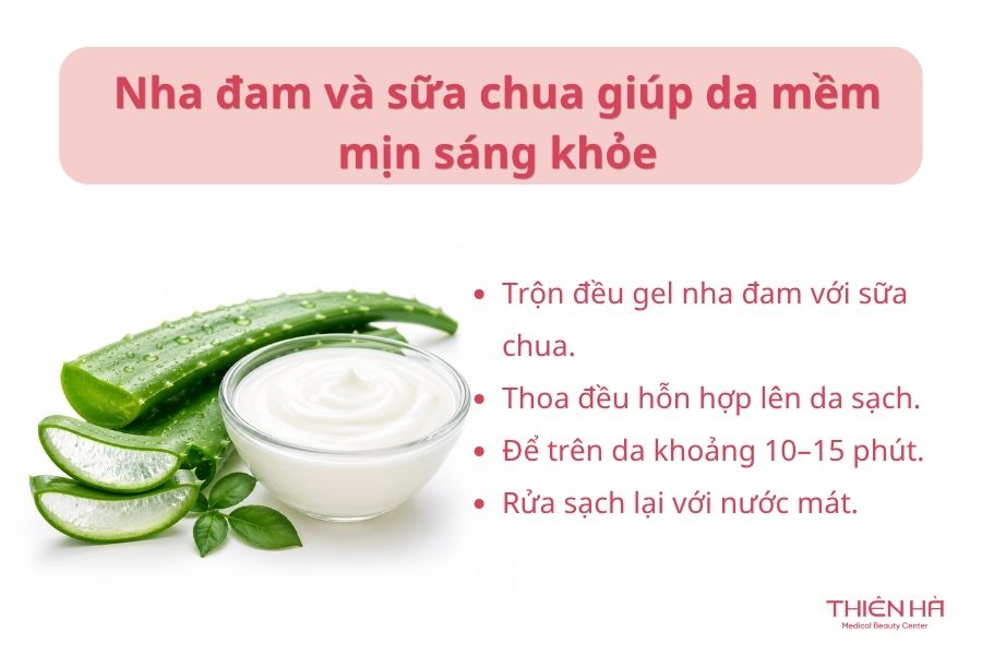 Nha đam và sữa chua giúp da mềm mịn, sáng khỏe