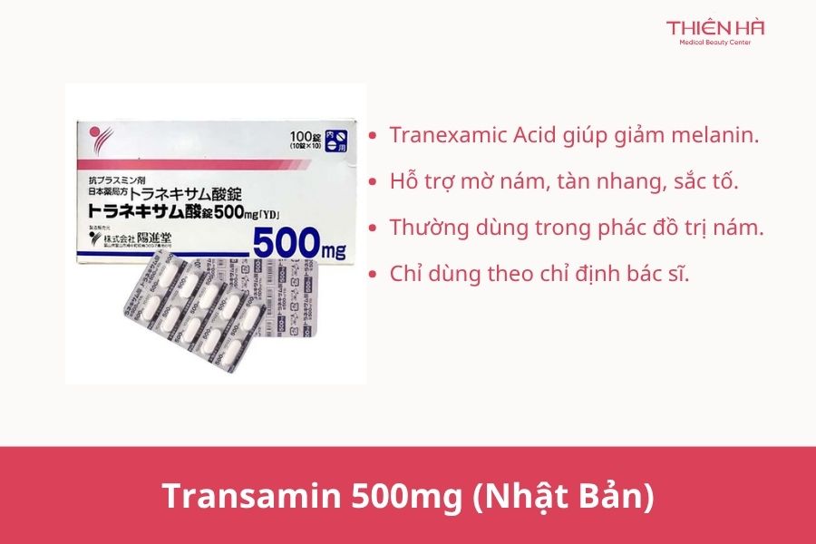 Top 5 viên uống trị nám phổ biến và lưu ý khi sử dụng 5 Transamin 500mg (Nhật Bản)