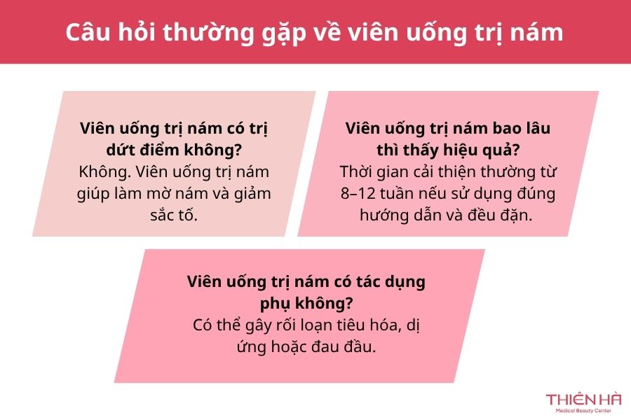 Top 5 viên uống trị nám phổ biến và lưu ý khi sử dụng 10 Câu hỏi thường gặp về viên uống trị nám
