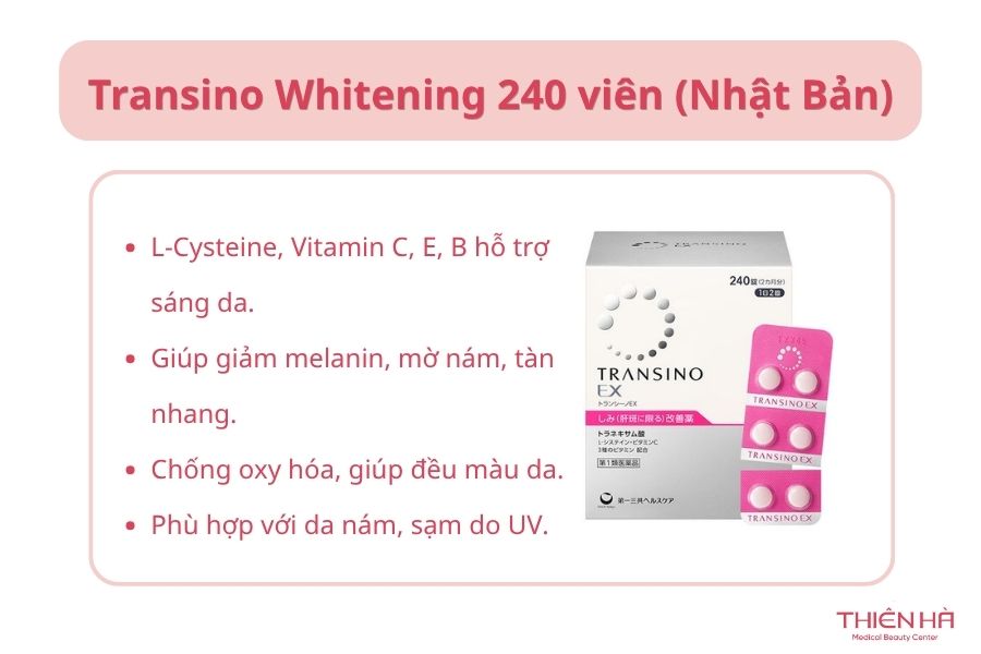 Top 5 viên uống trị nám phổ biến và lưu ý khi sử dụng 4 Transino Whitening 240 viên (Nhật Bản)