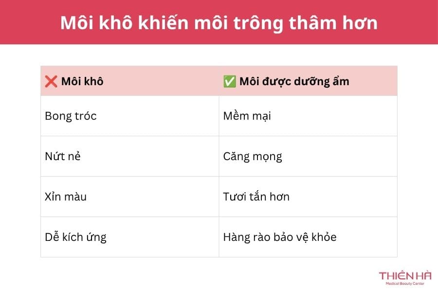 Cách làm môi hết thâm sau 1 đêm: Phương pháp nào hiệu quả? 5 So sánh môi khô với môi được dưỡng ẩm đầy đủ