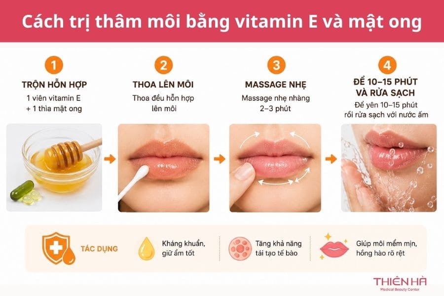 Cách trị thâm môi bằng vitamin E hiệu quả tại nhà 3 Cách sử dụng vitamin e và mật ong trị thâm môi