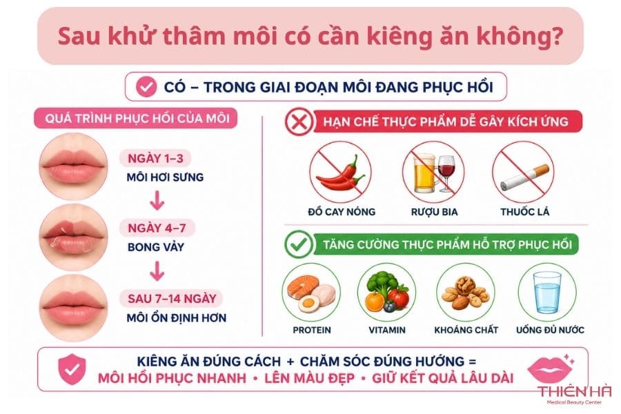 Khử thâm môi kiêng ăn gì? Chế độ ăn giúp môi nhanh hồi phục 1 Sau khử thâm môi có cần kiêng ăn không?