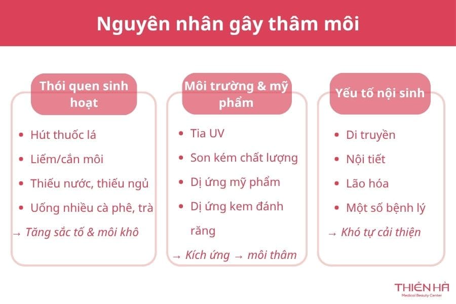 3 nhóm nguyên nhân phổ biến gây thâm môi