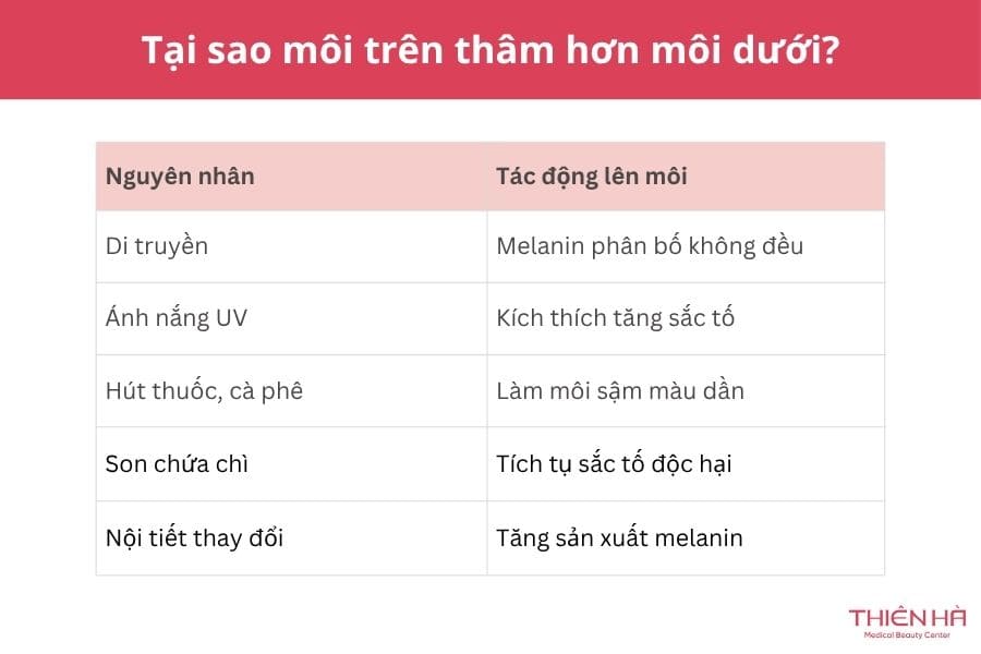 Tại sao môi trên thâm hơn môi dưới? Nguyên nhân, giải pháp 1 Tại sao môi trên thâm hơn môi dưới?