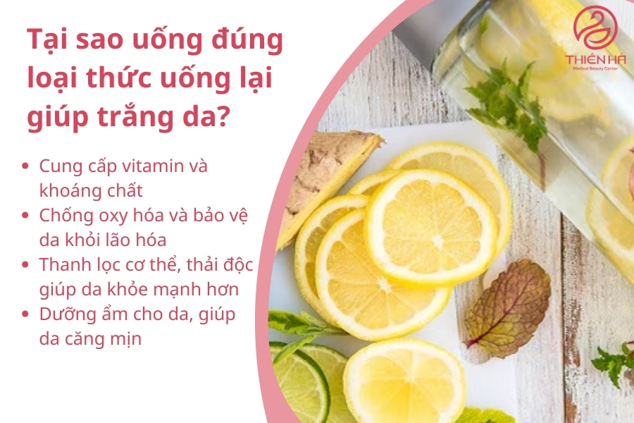 Bổ sung các loại thức uống phù hợp giúp làm trắng da từ bên trong, cải thiện sắc tố da một cách an toàn và lâu dài. Tuy nhiên, để đạt hiệu quả tốt nhất, cần kết hợp với chế độ ăn uống lành mạnh, uống đủ nước lọc mỗi ngày và bảo vệ da khỏi tác hại của ánh nắng mặt trời.