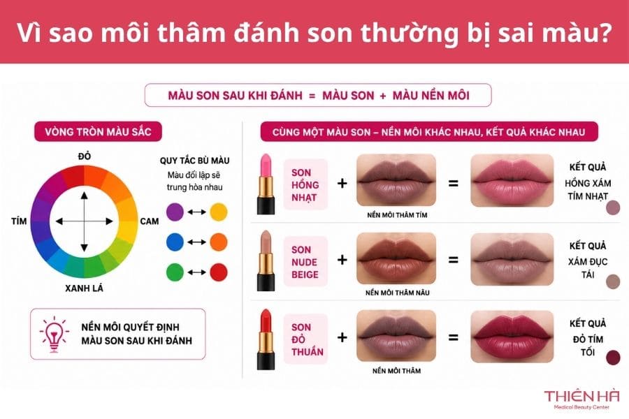 Vì sao môi thâm đánh son thường bị sai màu?