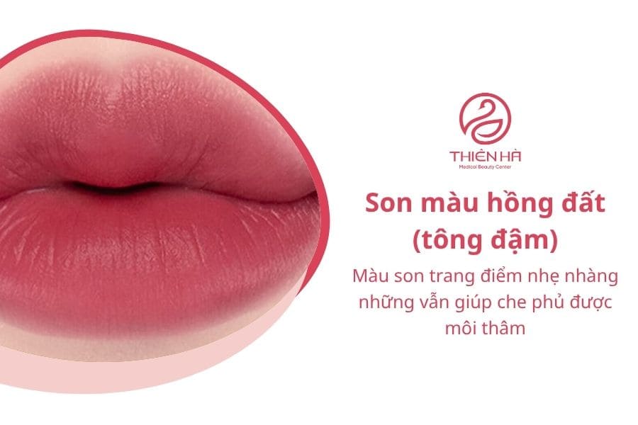 Tông màu hồng đất đậm này phù hợp với những người có môi chỉ xỉn màu nhẹ hoặc thâm ở viền môi