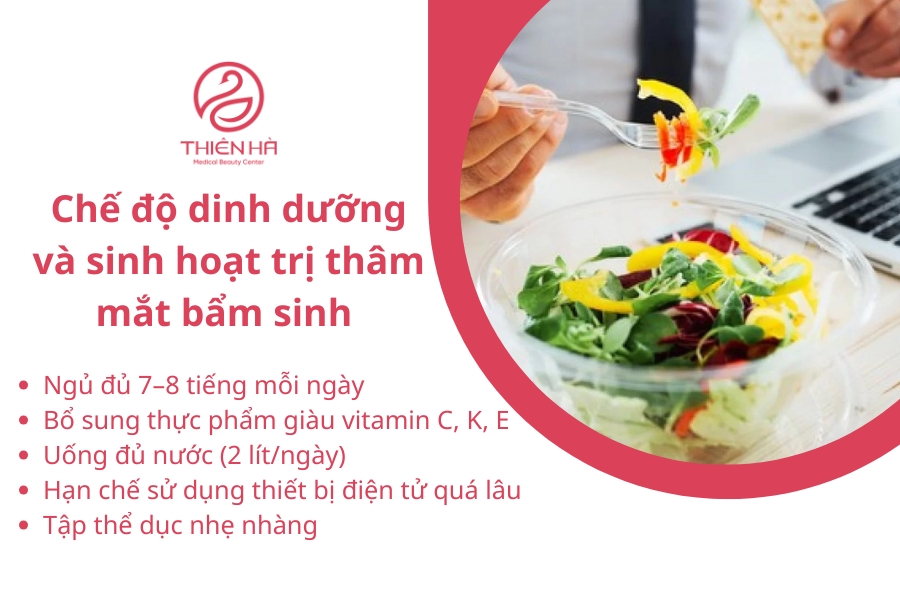Chế độ dinh dưỡng hợp lý đóng vai trò quan trọng trong việc duy trì sức khỏe cho đôi mắt và giảm thiểu quầng thâm.