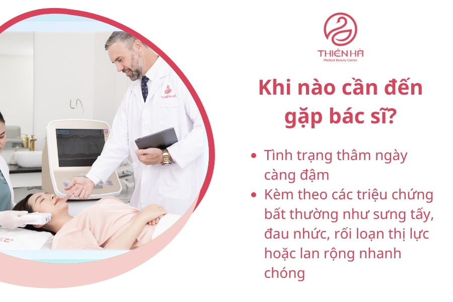 Việc thăm khám và tư vấn với bác sĩ chuyên khoa sẽ giúp xác định nguyên nhân và phương pháp điều trị thâm mắt phù hợp