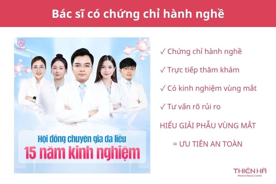Thẩm mỹ trị thâm quầng mắt ở đâu uy tín? Tiêu chí lựa chọn 5 Ưu tiên cơ sở có bác sĩ trực tiếp thăm khám, có chứng chỉ hành nghề và chuyên môn vùng mắt để đảm bảo an toàn và lựa chọn phương pháp phù hợp