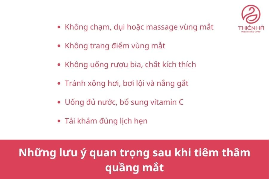 Tiêm thâm quầng mắt giá bao nhiêu? Bảng giá mới nhất 7 Việc chăm sóc đúng cách sẽ giúp vùng da dưới mắt phục hồi nhanh chóng và duy trì hiệu quả làm sáng, mờ thâm lâu dài