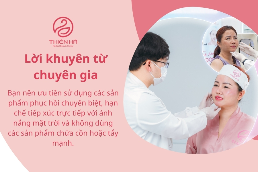 Bác sĩ da liễu tại Viện thẩm mỹ Thiên Hà trực tiếp tư vấn chăm sóc da sau peel, đảm bảo hiệu quả và độ an toàn tối ưu.