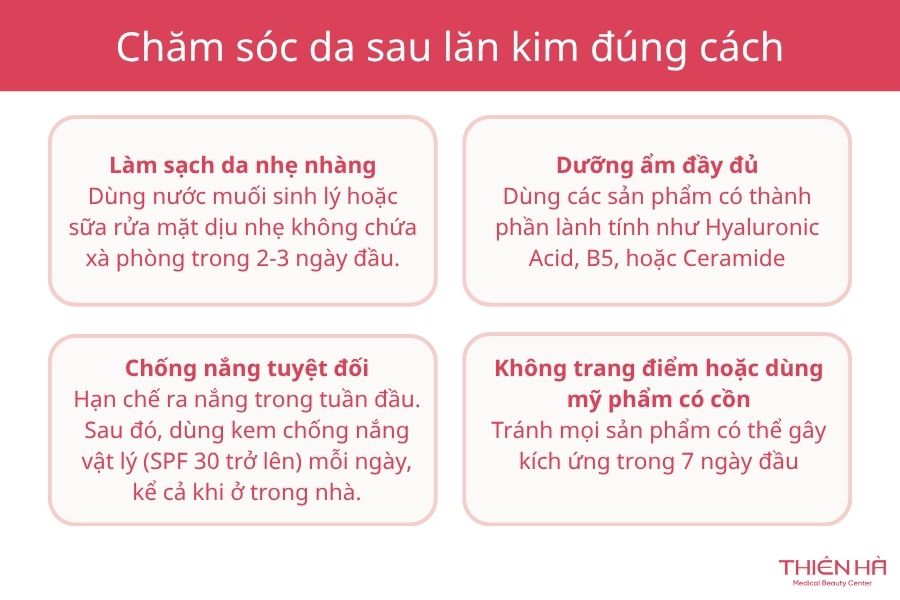 Lăn kim có được ăn hải sản không? Lời khuyên từ chuyên gia 3 Chăm sóc da sau lăn kim đúng cách