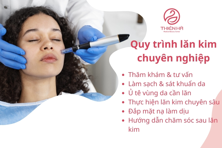 Quy trình lăn kim tại Viện thẩm mỹ Thiên Hà được thực hiện bởi đội ngũ chuyên viên giàu kinh nghiệm, đảm bảo an toàn và hiệu quả từ khâu tư vấn đến chăm sóc sau điều trị.