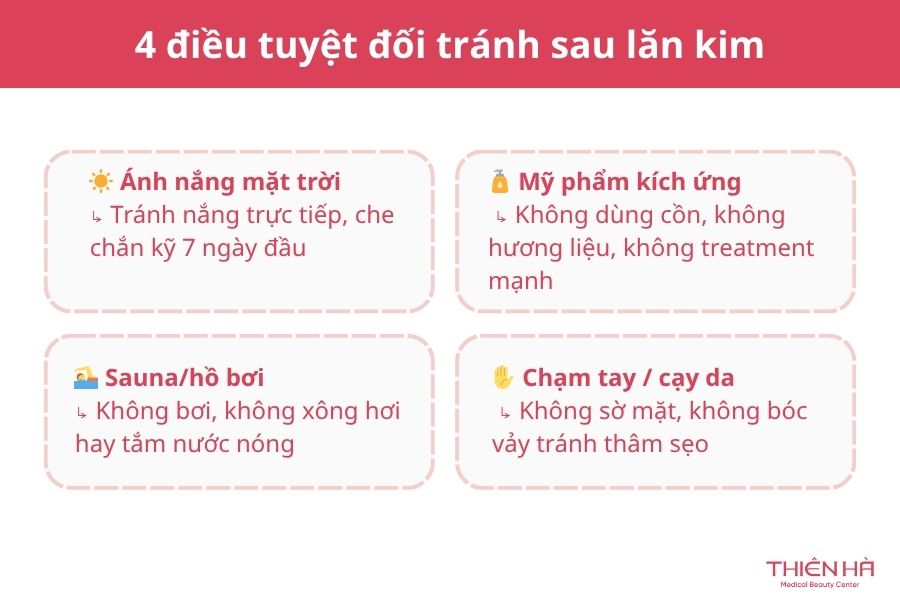 Lăn kim mấy ngày bong da? Quy trình & lưu ý 7 Những điều cần tránh sau khi lăn kim