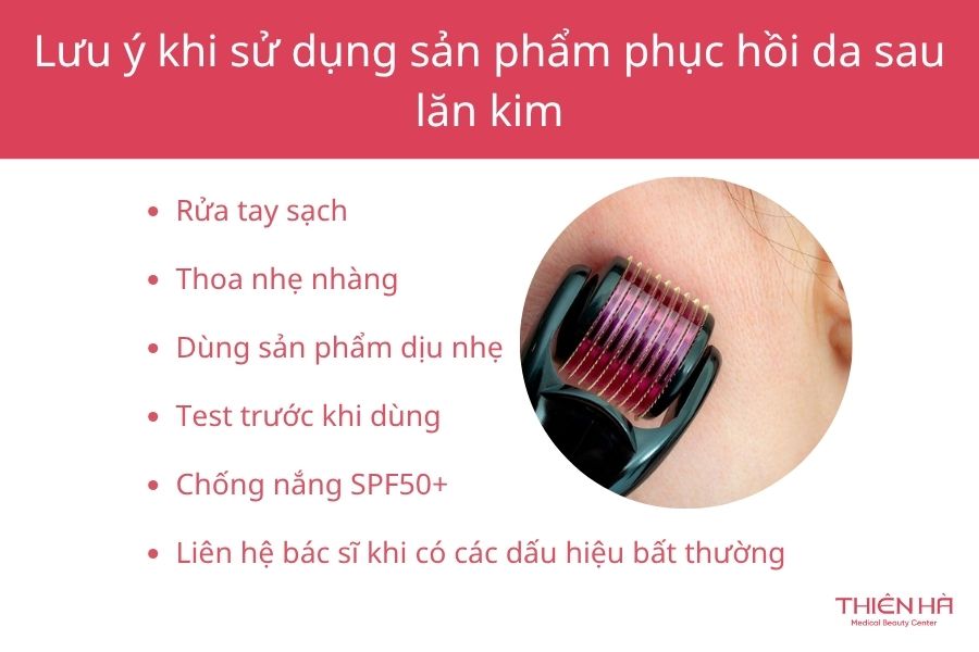 Lưu ý khi sử dụng sản phẩm phục hồi da sau lăn kim
