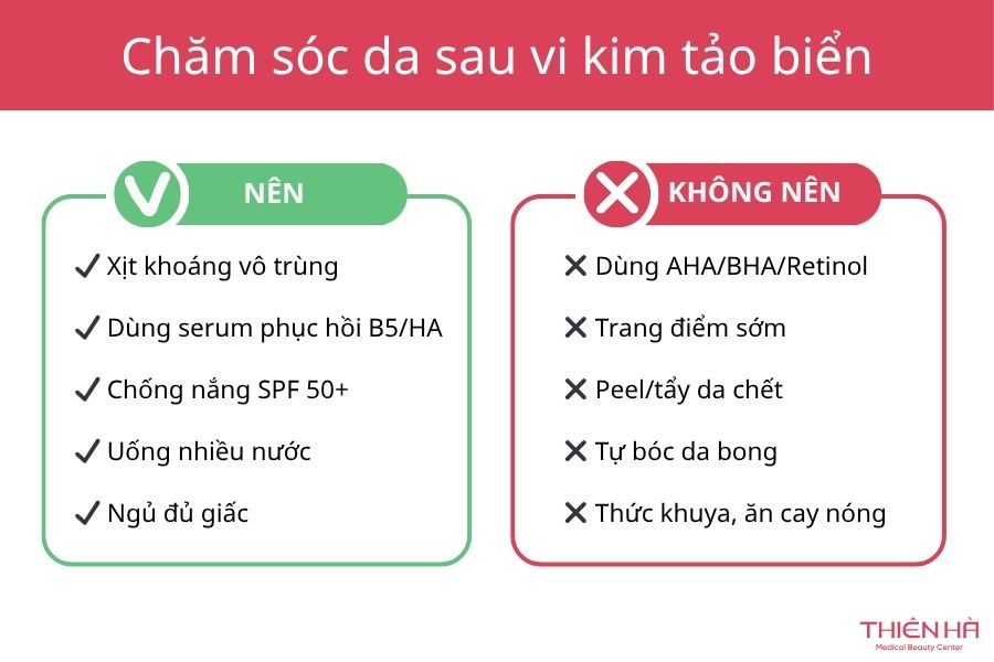 Vi kim tảo biển bao lâu làm 1 lần? Lịch trình chuẩn cho da 4 Chăm sóc da sau vi kim tảo biển